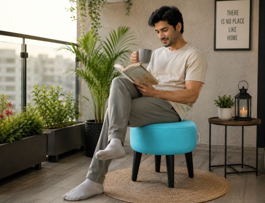 My Dreampod Modern Upholstered Pouffe Stool 
