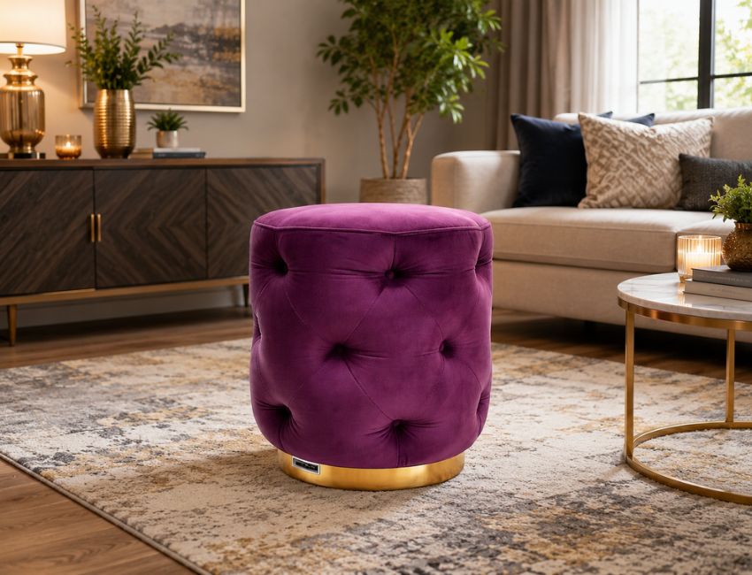  My Dreampod Velvet Chesterfield Pouffe