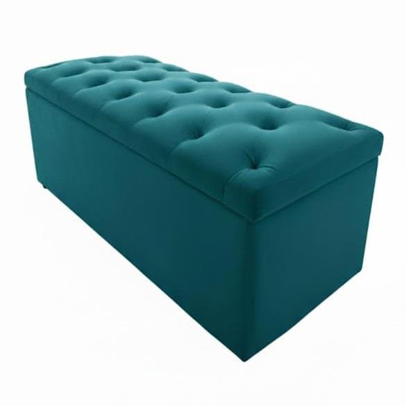 Velvet Upholstered Storage Ottoman Bench