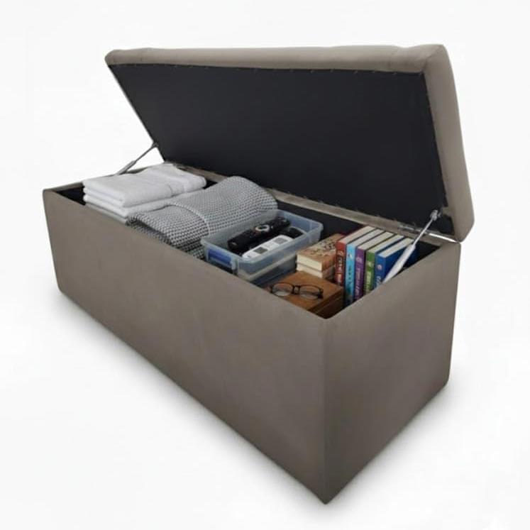 Velvet Upholstered Storage Ottoman Bench