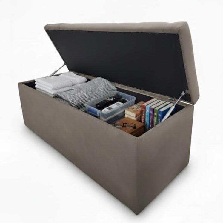 Velvet Upholstered Storage Ottoman Bench