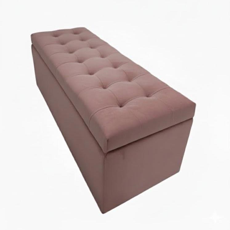Velvet Upholstered Storage Ottoman Bench