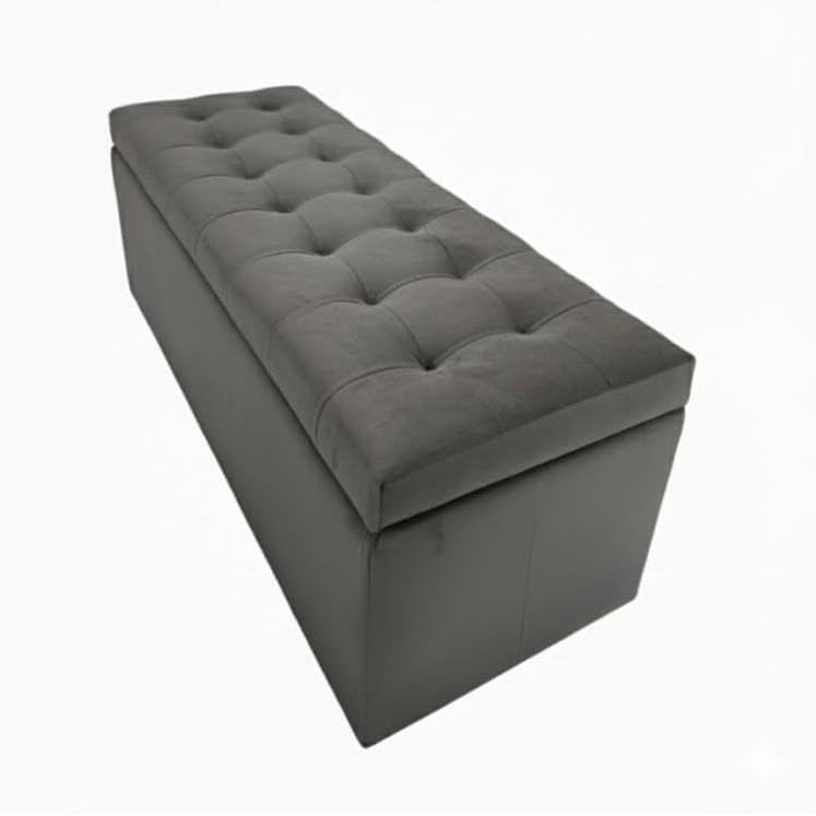 Velvet Upholstered Storage Ottoman Bench