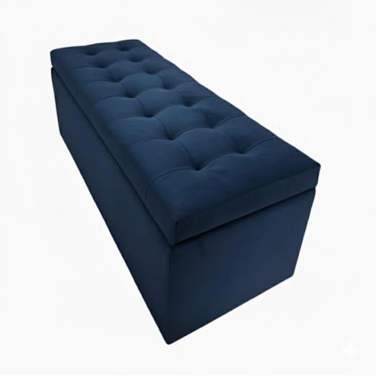 Velvet Upholstered Storage Ottoman Bench