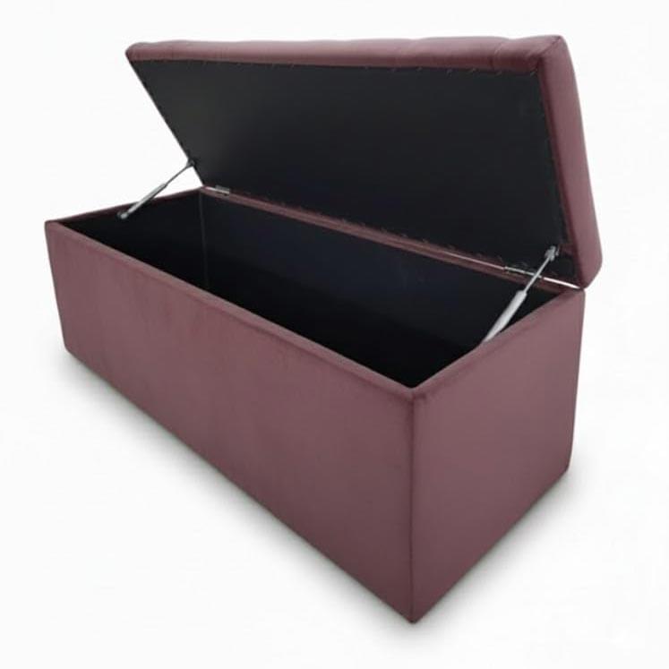 Velvet Upholstered Storage Ottoman Bench