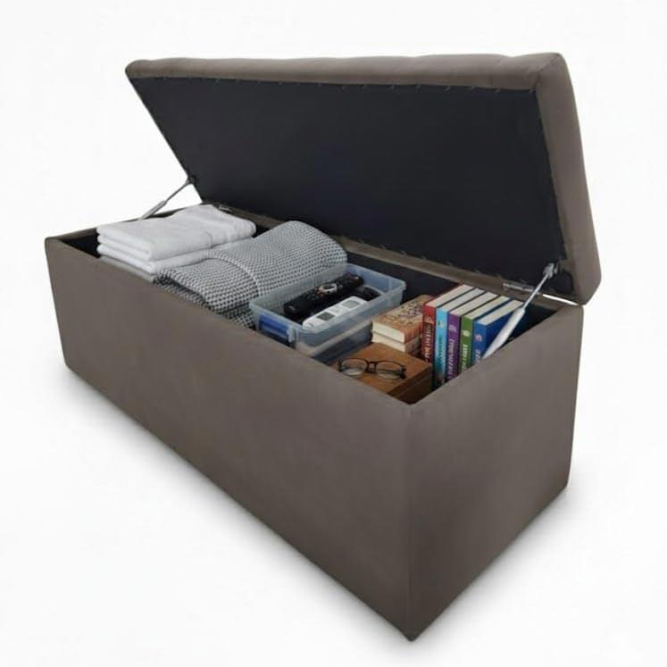 Velvet Upholstered Storage Ottoman Bench