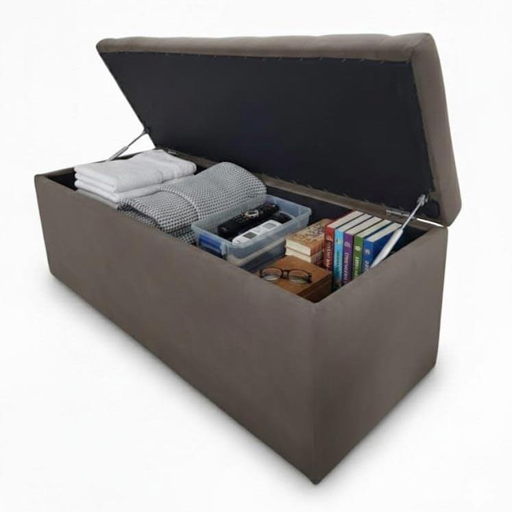 Velvet Upholstered Storage Ottoman Bench