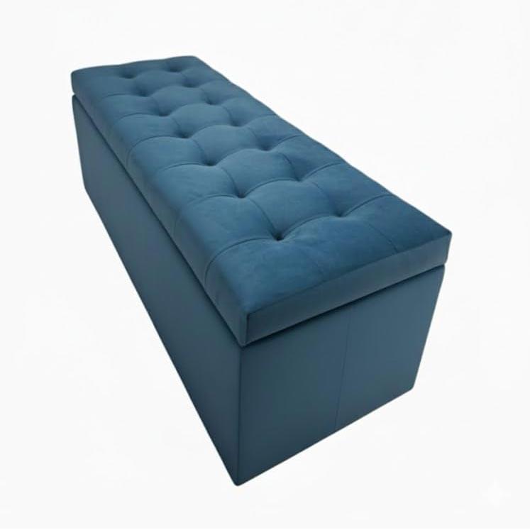 Velvet Upholstered Storage Ottoman Bench