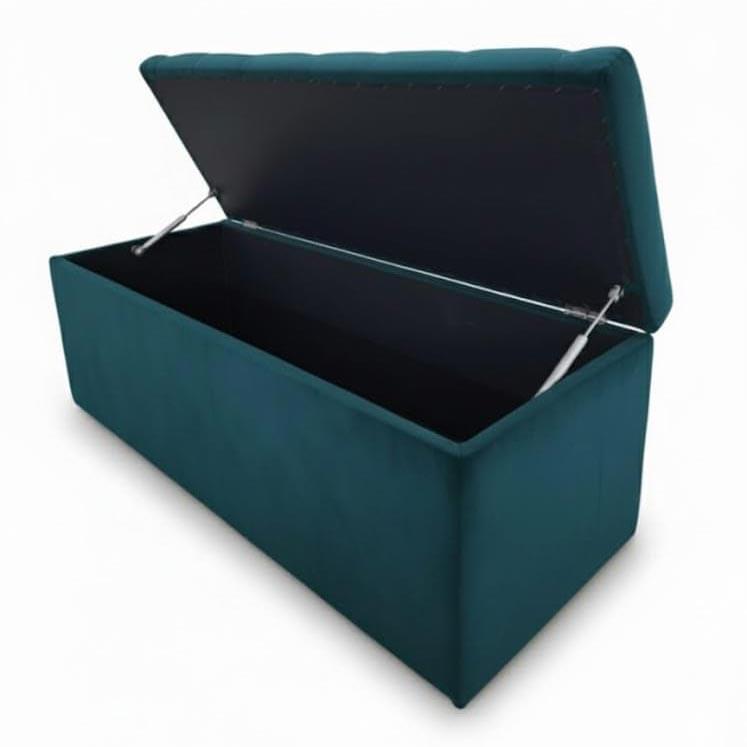 Velvet Upholstered Storage Ottoman Bench