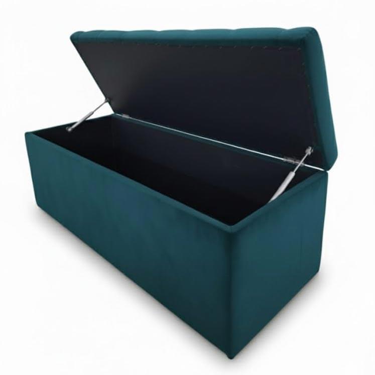 Velvet Upholstered Storage Ottoman Bench