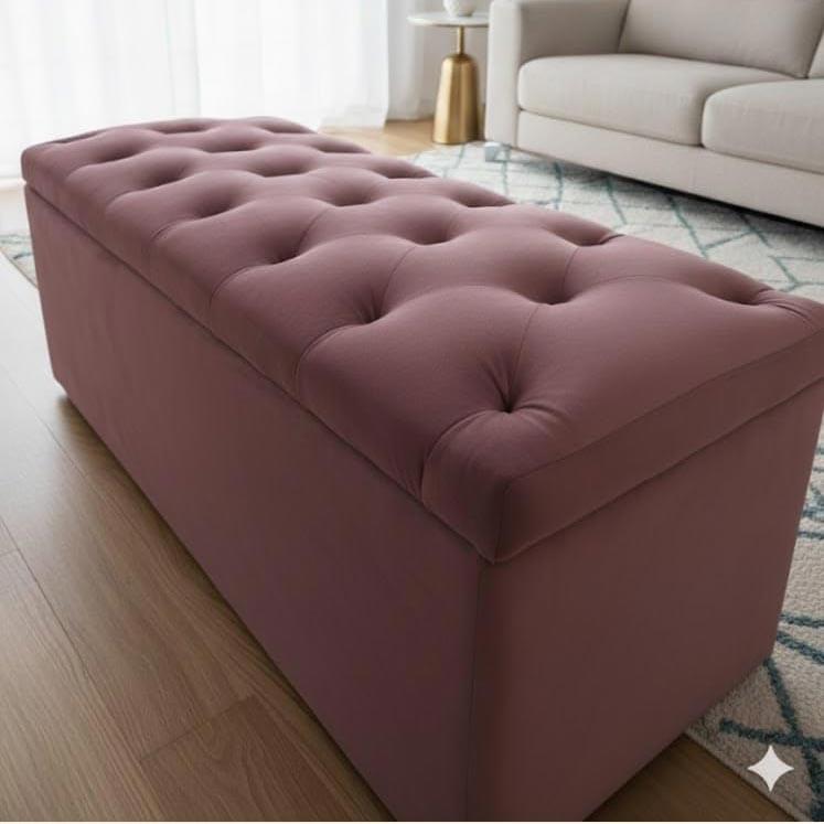Velvet Upholstered Storage Ottoman Bench