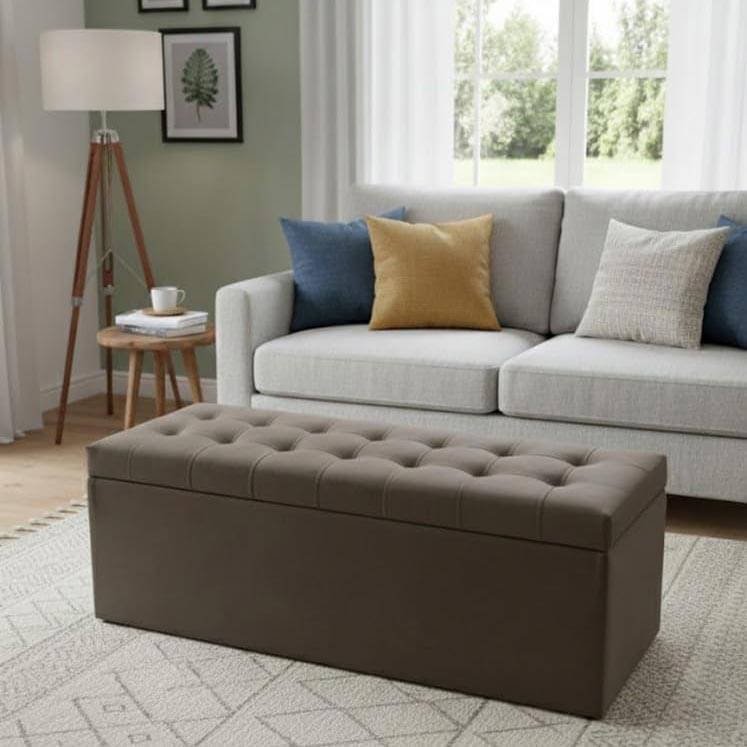 Velvet Upholstered Storage Ottoman Bench