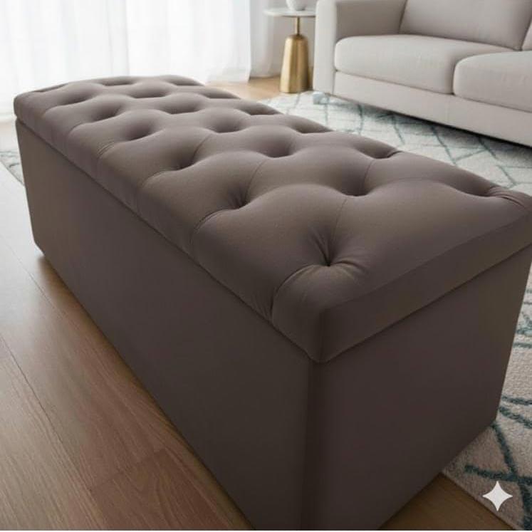 Velvet Upholstered Storage Ottoman Bench