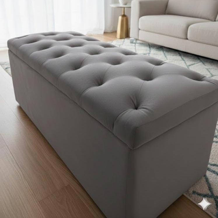 Velvet Upholstered Storage Ottoman Bench